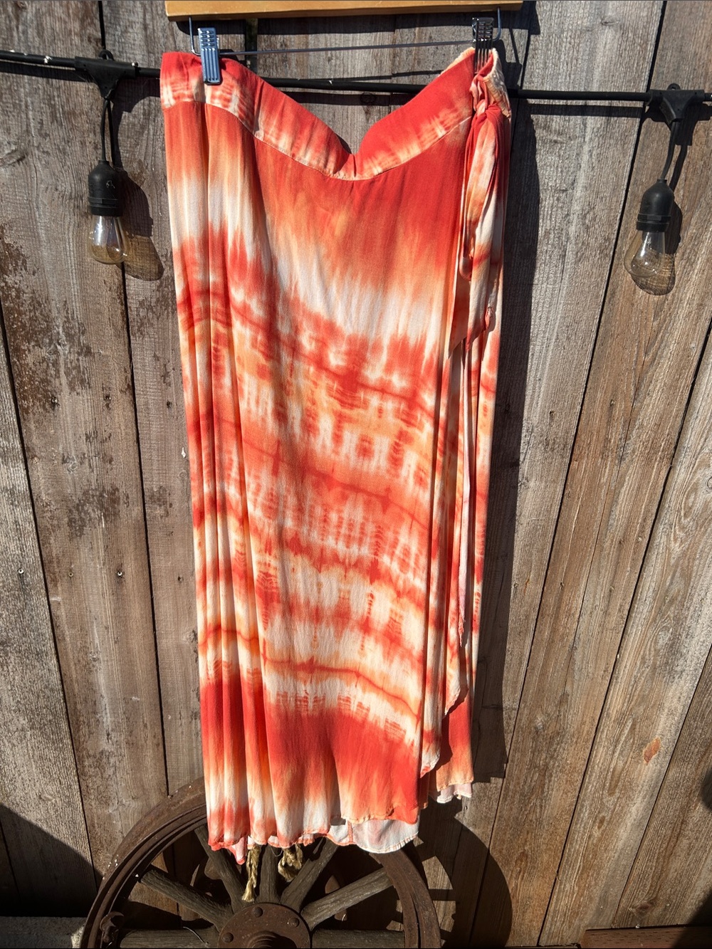 Fashion to Figure Orange and Cream Tie-Dye Maxi Skirt